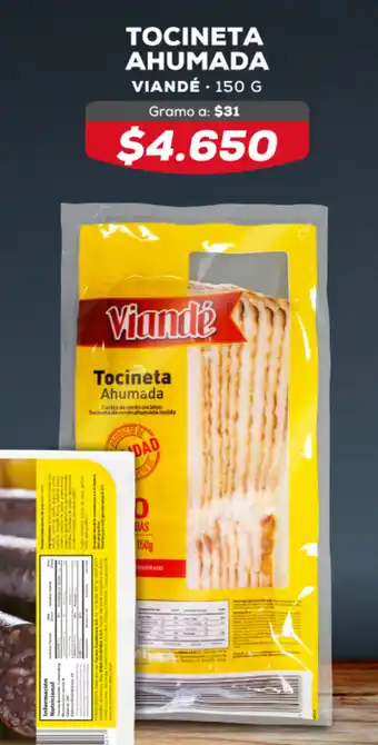 Tiendas D1 Tocineta Ahumada Viandé 150g oferta