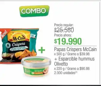 Jumbo Papas crispers mccain x 500 g / gramo a $39.98 + esparcible hummus olivetto x 220 g oferta