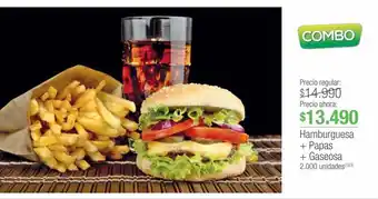 Jumbo Hamburguesa + papas + gaseosa oferta