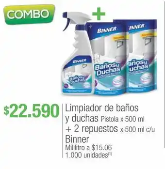Jumbo Limpiador de baños y duchas pistola x 500 ml + 2 repuestos x 500 ml c/u binner oferta