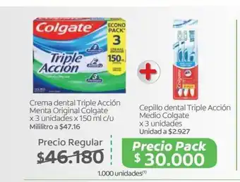 Jumbo Crema dental triple acción menta original colgate x 3 unidades x 150 ml c/u oferta