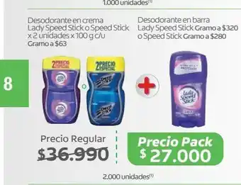 Jumbo Desodorante en crema lady speed stick o speed stick x 2 unidades x 100 g c/u oferta