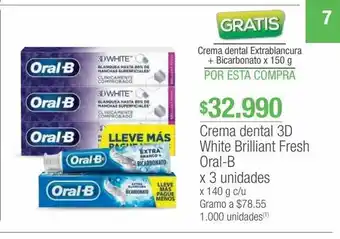 Jumbo Crema dental 3d white brilliant fresh oral-b x 3 unidades x 140 g c/u oferta