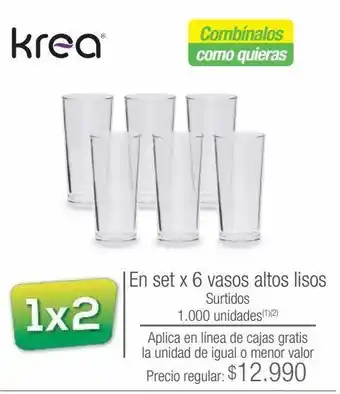 Jumbo En set x 6 vasos altos lisos surtidos oferta