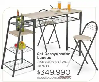 Easy Set desayunador 150x40x88.5cm lunebu oferta