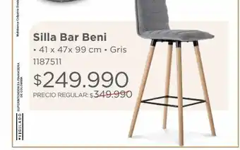 Easy Silla bar beni 41x47x99 gris oferta