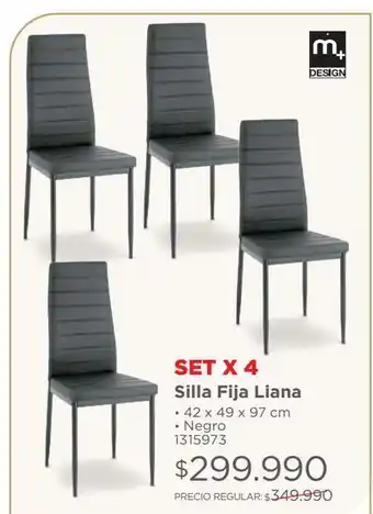 Easy Set 4 silla fija liana 42x49x97 negro oferta