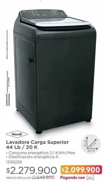 Easy Lavadora haceb 44lb/20kl zou 20 kg d ox oferta