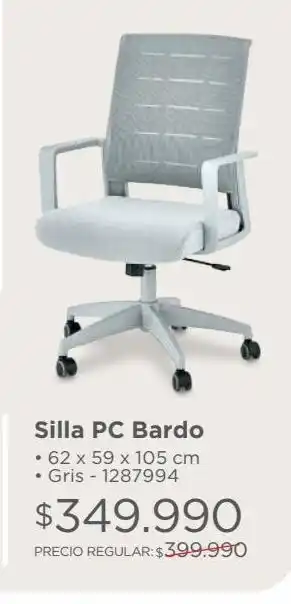 Easy Silla pc bardo 62x59x105 gris oferta