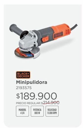 Easy Minipulidora 4 1/2 800w 11000rpm kit b&d oferta