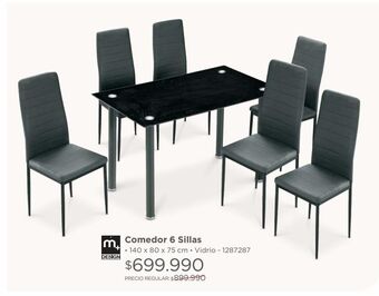 Easy Comedor 6 sillas140x80x75 vidrio 2.0 oferta