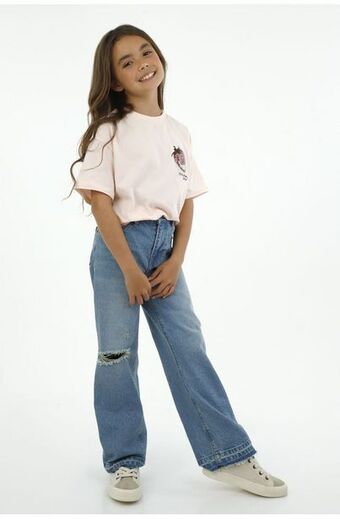 Tennis Jean azul medio para niña oferta