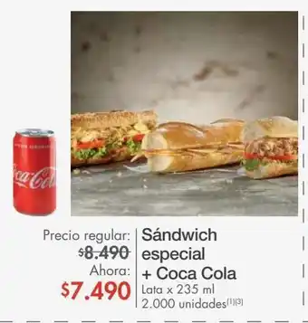Metro Sándwich especial + coca cola lata x 235 ml oferta