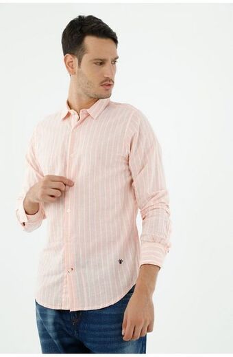 Tennis Camisa rosada de rayas para hombre oferta