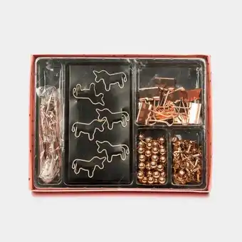 Panamericana Set de papelería color oro rosa con clips unicornio oferta