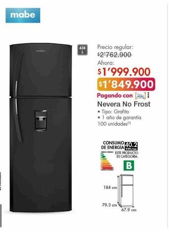 Metro Nevera no frost mabe oferta