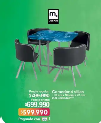 Jumbo Comedor 4 sillas • 90 cm x 90 cm x 73 cm oferta