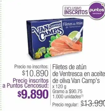 Jumbo Filetes de atún de ventresca en aceite de oliva van camps 120g oferta