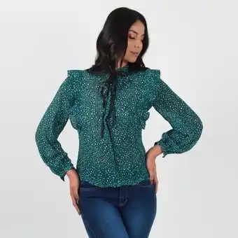 Fuera de Serie Blusa multicolor cuello alto manga larga oferta