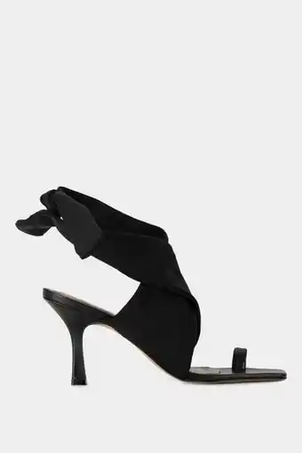 Vélez Sandalias tacón manzano de cuero y textil para mujer dedal negro oferta