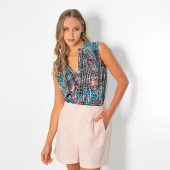 Fuera de Serie Blusa multicolor cuello v manga sisa oferta