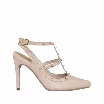 Bon-Bonite Tacones de tiras con apliques metalizados color rosa nude en cuero oferta