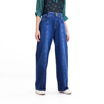 Fuera de Serie Jean mom tiro alto bota recta oferta