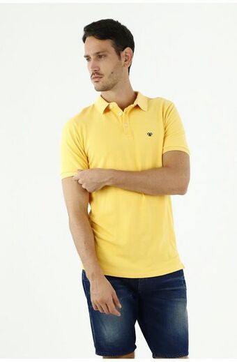 Tennis Camiseta polo amarilla con bordado para hombre oferta