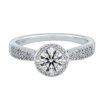 Kevin's Joyeros Anillo compromiso en oro blanco de 18 kilates, con diamante central de 0.50 ct y decoración en diamantes de 0.16 ct oferta
