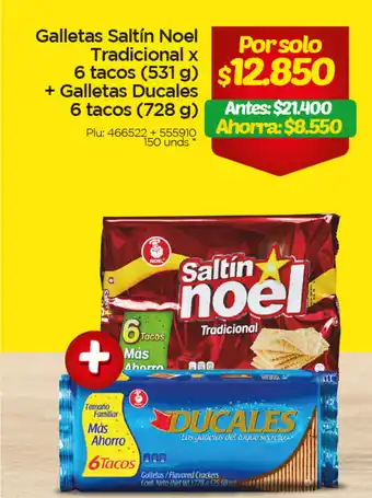 Surtimax Galletas Saltin Noel Tradicional x 6 Tacos (531g) + Galletas Ducales 6 tacos 728g oferta