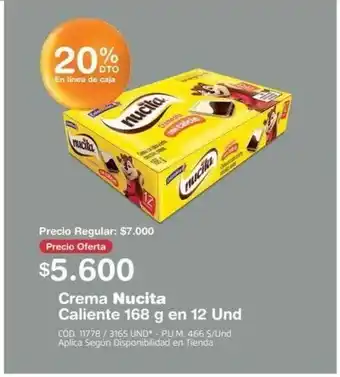 Makro Crema Nucita Caliente 168g en 12 Und oferta