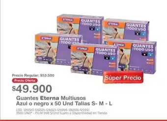 Makro Guantes Eterna Multiusos Azul o negro x 50 Und Tallas S M L oferta