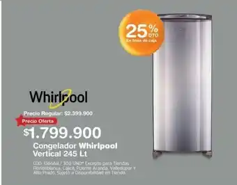 Makro Congelador Whirlpool Vertical 245 Lt oferta