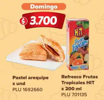Surtimax Pastel Arequipe x und + Refresco Frutas Tropicales HIT x 200 ml oferta