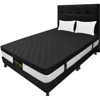 Linio Combo colchón negro queen 160x190 resortado dublín base cama dividida cabecero almohadas oferta