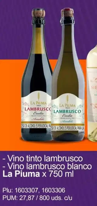 Surtimax Vino Tinto Lambrusco / Vino Lambrusco La Piuma x 750 ml oferta