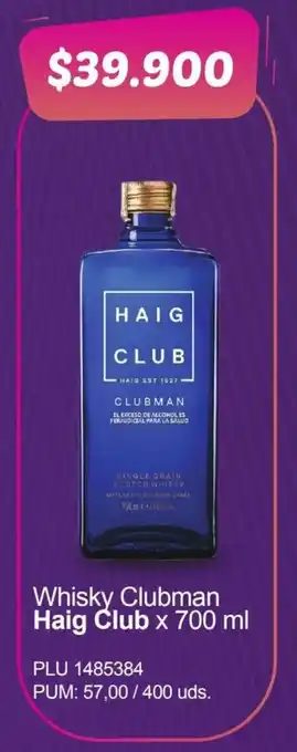 Surtimax Whisky Clubman Haig Club x 700 ml oferta