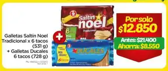Surtimax Galletas Saltin Noel Tradicional x 6 tacos 531 g + Galletas Ducales 6 tacos 728g oferta