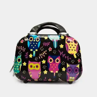 Panamericana Neceser negro con cremallera, diseño búhos oferta