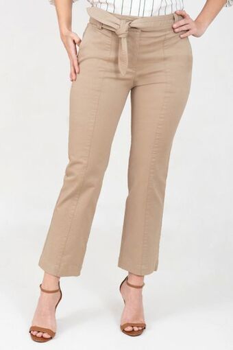 Unipunto Pantalón cropped tiro medio con cinturón y vena oferta