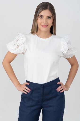 Camiseta manga corta con gola en hoja rota