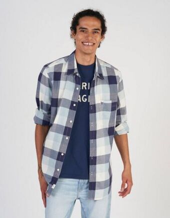 American Eagle Camisa ae slim fit de tartán de botones oferta
