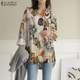 Linio Zanzea para mujer de la blusa de manga larga holgada impreso floral de down tops básica de la camiseta floja - amarillo oferta