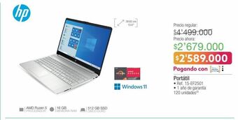 Jumbo Computador portátil hp oferta