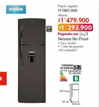 Metro Nevera no frost mabe oferta