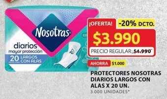 Ara Protectores Nosotras Diarios Largos con alas x 20 UN oferta