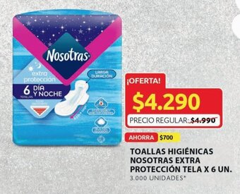Ara Toallas Higienicas Nosotras Extra Proteccion Tela x 6 Un oferta