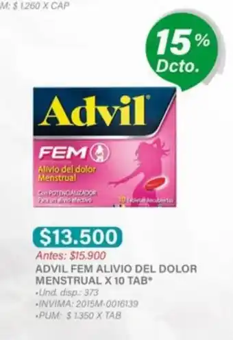Locatel Advil Fem Alivio Del Dolor Menstrual x 10 Tab oferta