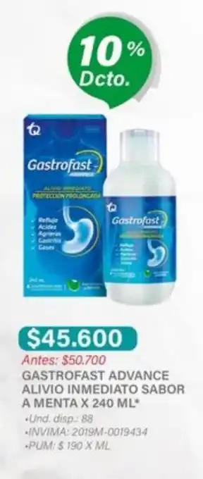 Locatel Gastrofast Advance Alivio Inmediato Sabor a Menta x 240 ml oferta