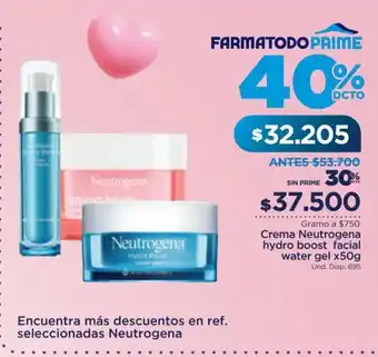 FarmaTodo Crema Neutrogena Hydro Boost Facial Water Gel x 50g oferta